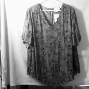 dark purple lined sequined on both sides top